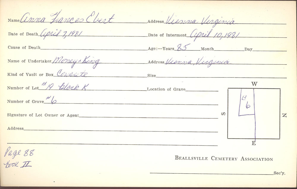 burial card